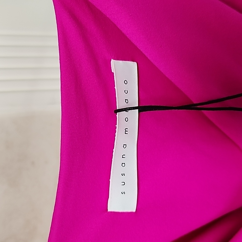 ‼️FINAL PRICE!!‼️  💗 SUSANA MONACO WRAP RUFFLE MAGENTA MINI DRESS 💗 - Picture 3 of 5